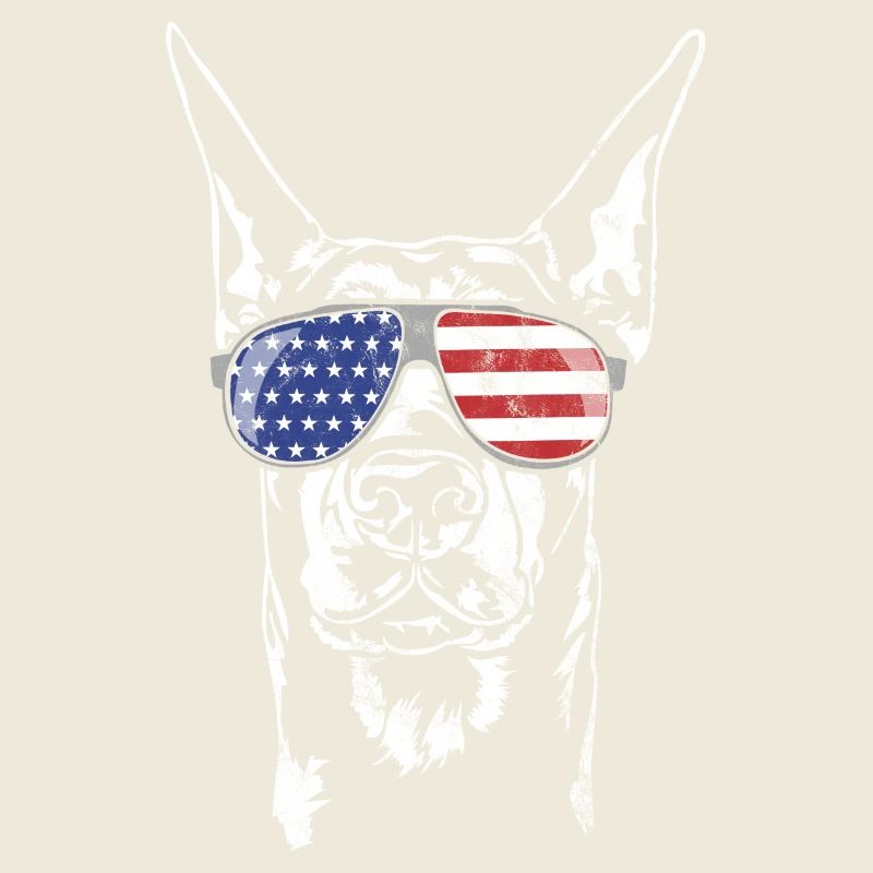 DOBERMANN - Dobermann Amérique vintage drapeau