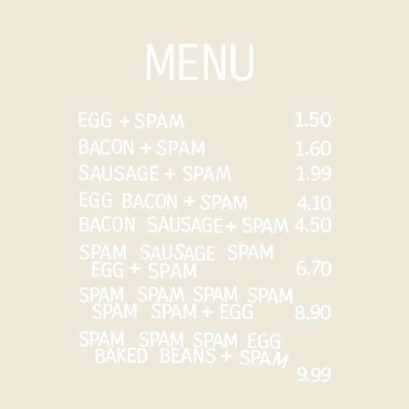 Seriously Pointless Awful Menu
