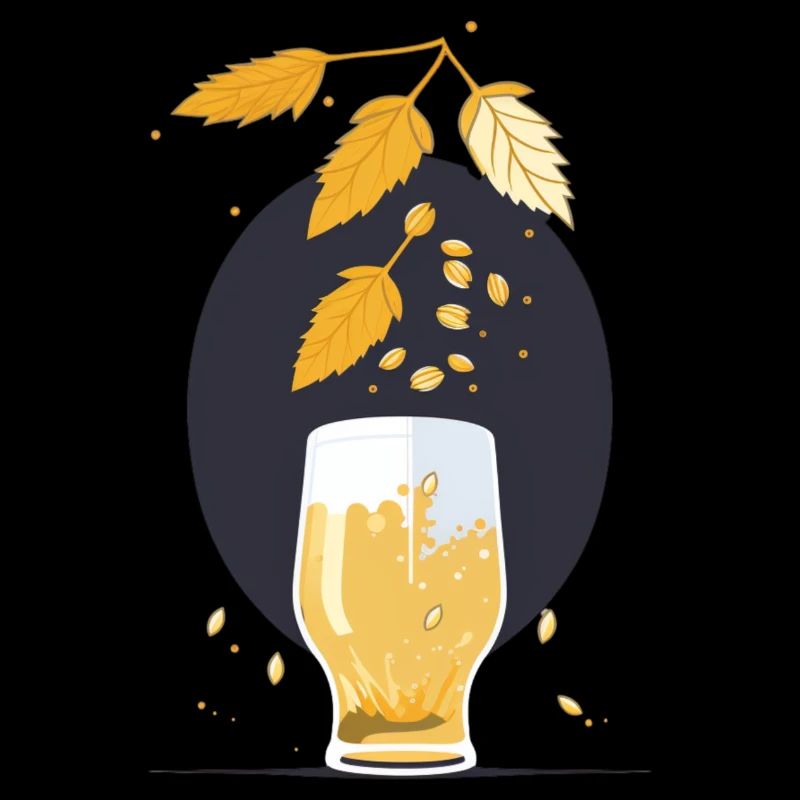 Hops, malt fall into beer glass