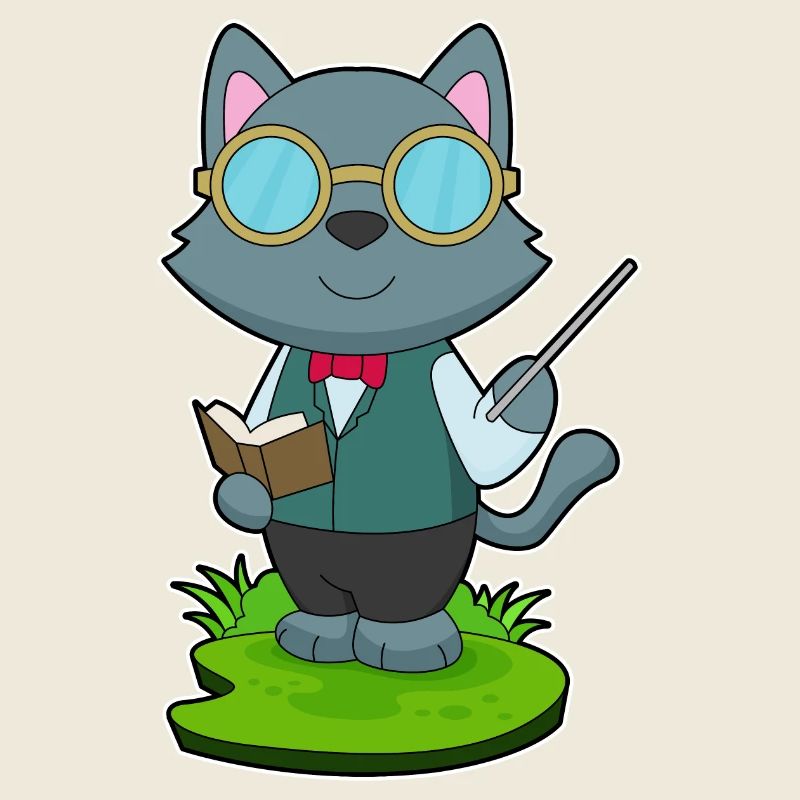 Katze Lehrer Zeigestab Schule