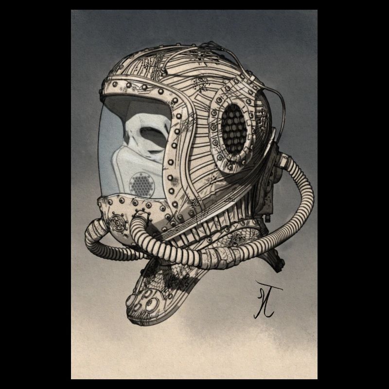 Alter Weltraumhelm einfarbig