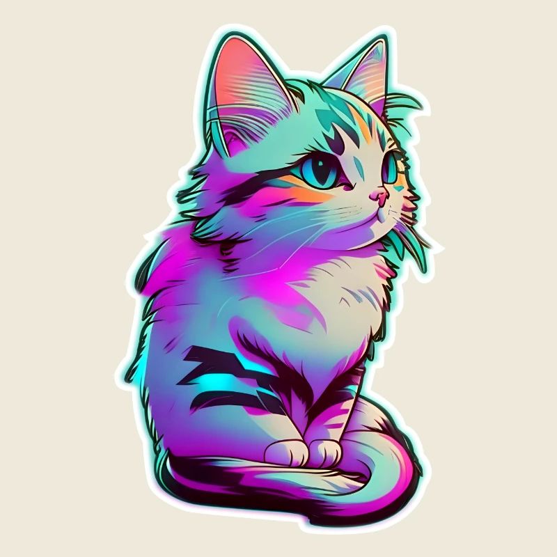 petit chaton eclairage néon - chat mignon