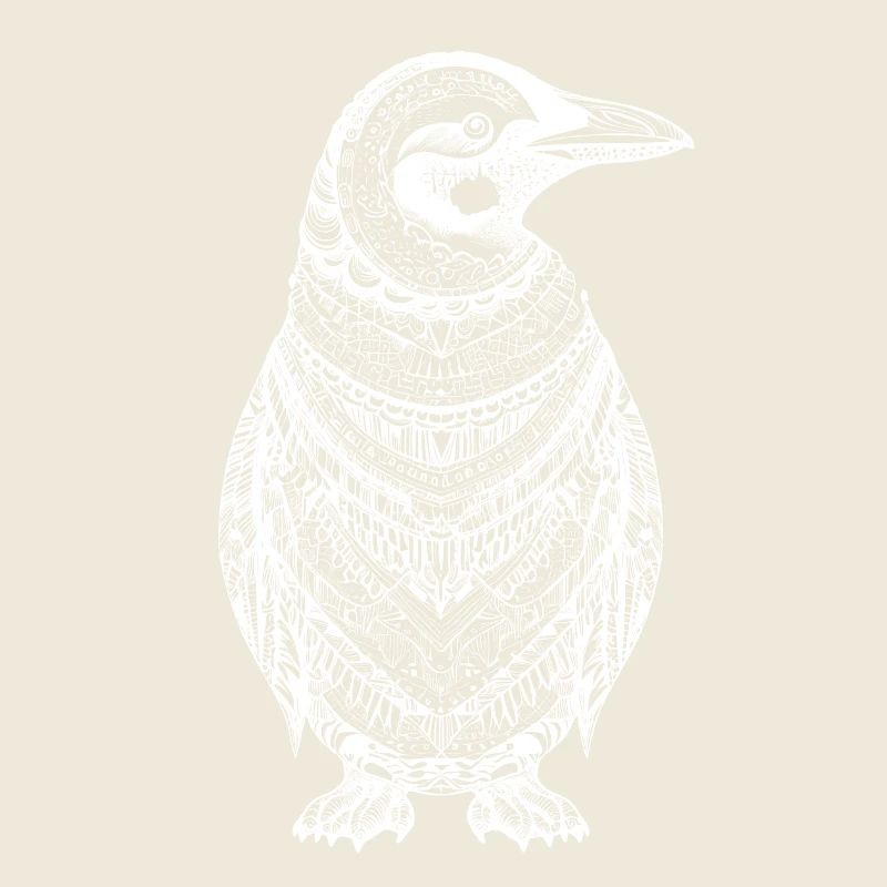 Cool penguin with boho ethno patterns in white