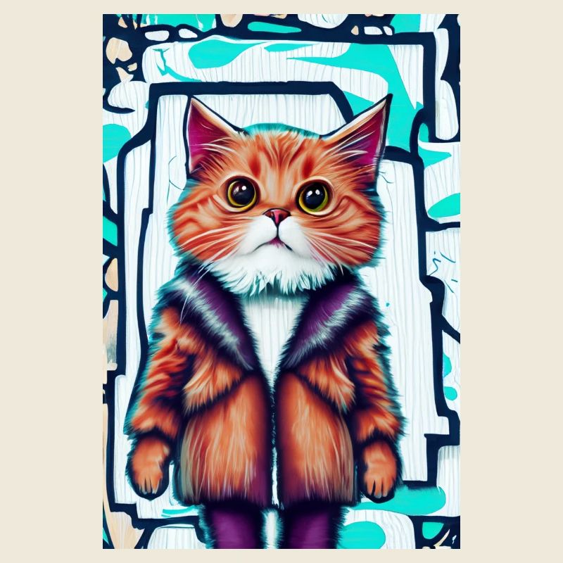 Chat mignon en manteau de fourrure | Pop Art Graffiti