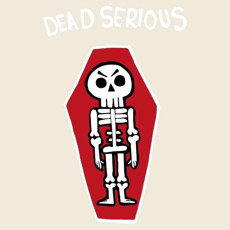 Dead Serious Skeleton In A Coffin (White)