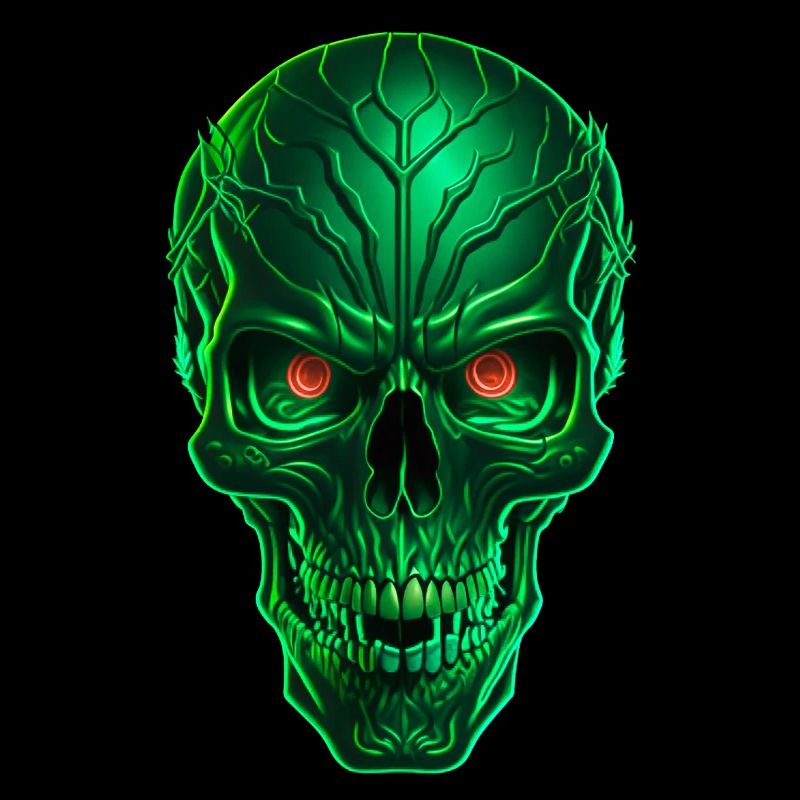 Crâne techno vert
