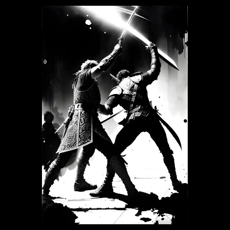 Two Samurai Fighting Art