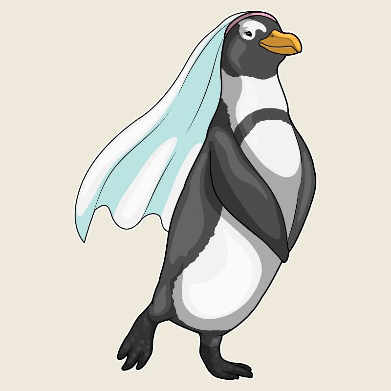Pingouin voile de mariée mariage