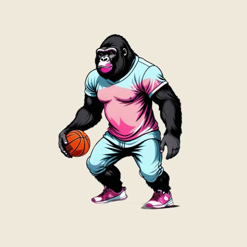 Gorilla spielt Basketball
