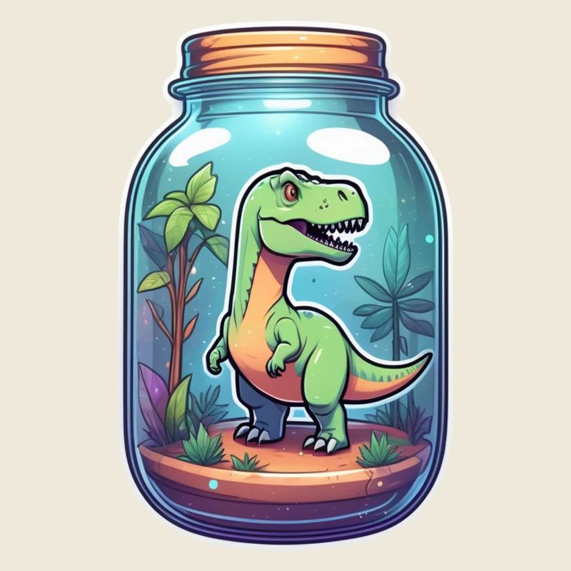 dinosaure dans un pot dessin animé