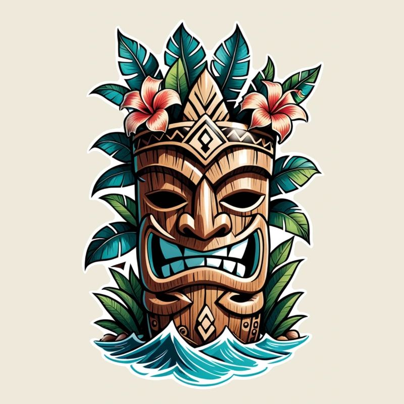 tiki beach - statue polynèsie