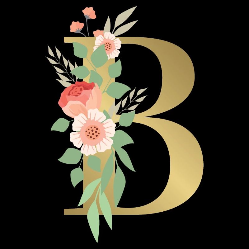 Eleganter Buchstabe 'B' mit Blumen