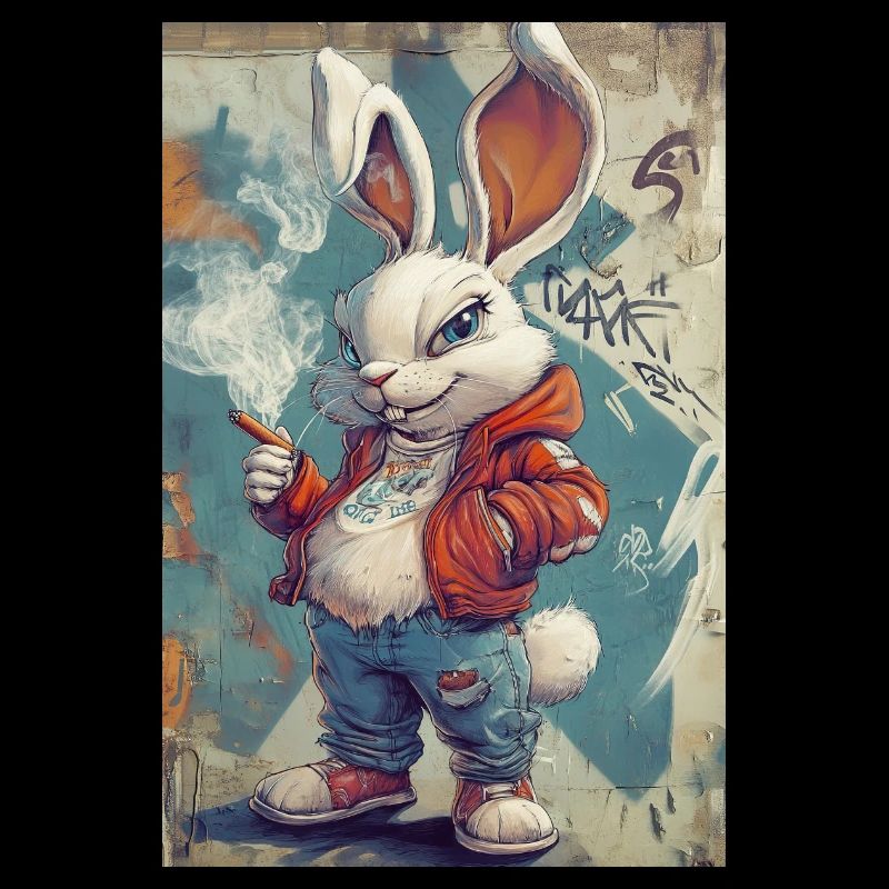 Graffiti Bunny Pullover Hoodie