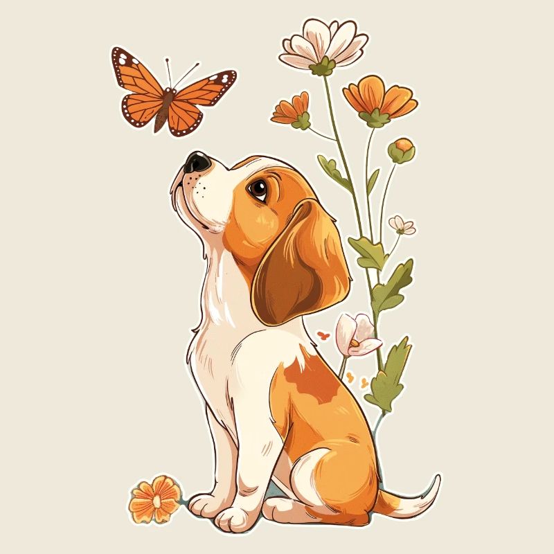Beagle und Schmetterling