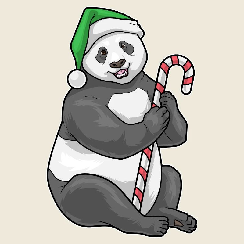 Panda Christmas Candy Cane