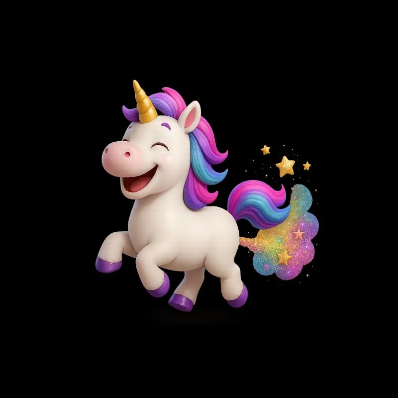 Bund glitzerndes und pupsendes Einhorn