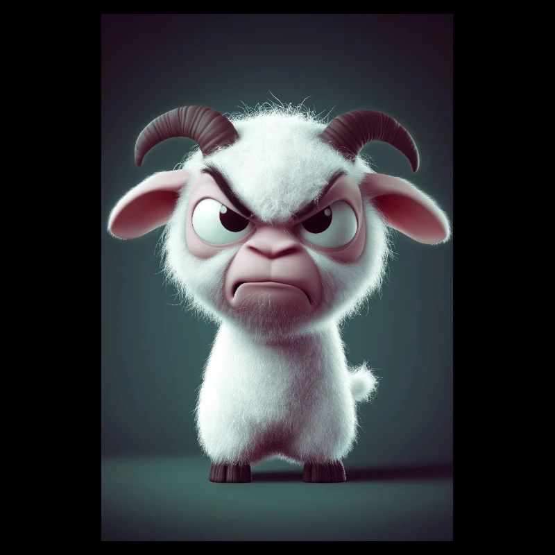 Grumpy Cartoon Goat Stare