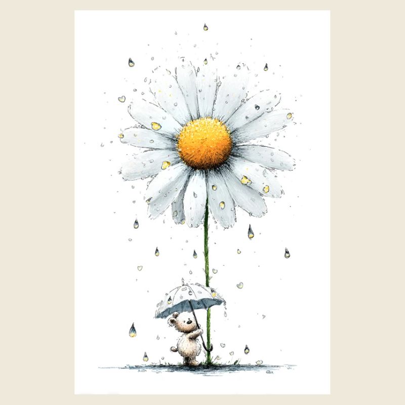Gänseblümchen Bär mit Regenschirm