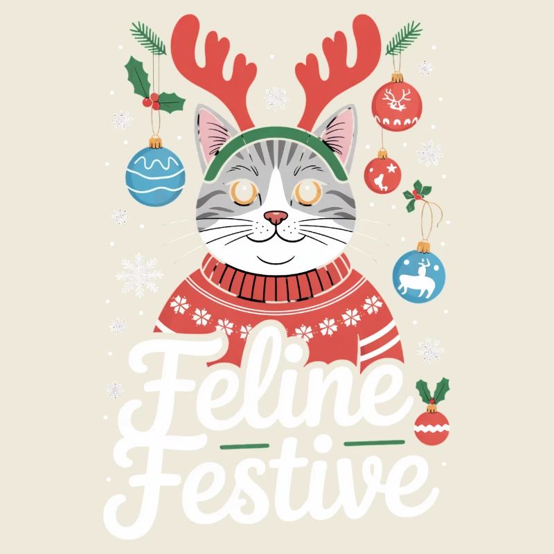 Feline Festive Lustige Weihnachtskatze Mit Geweih