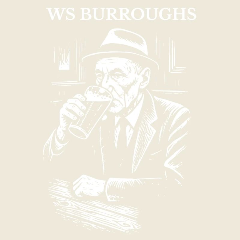 American writer WS Burroughs drinking beer in pub