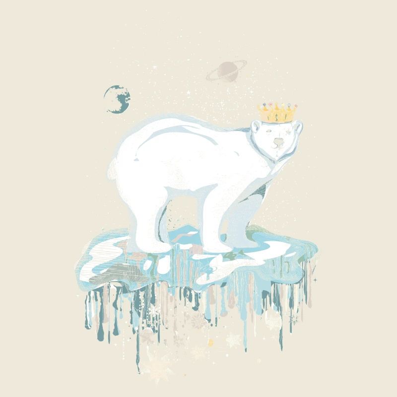 Majestätischer Eisbär mit Krone auf Eisscholle