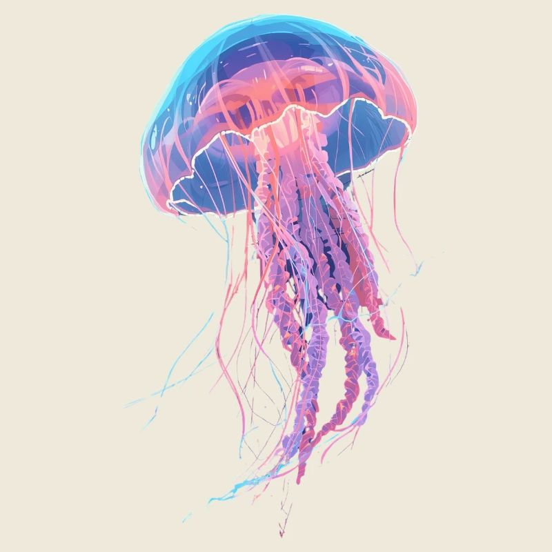 Rainbow Neon Jellyfish