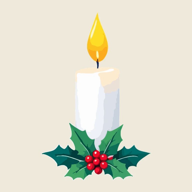 Christmas Candle & Holly