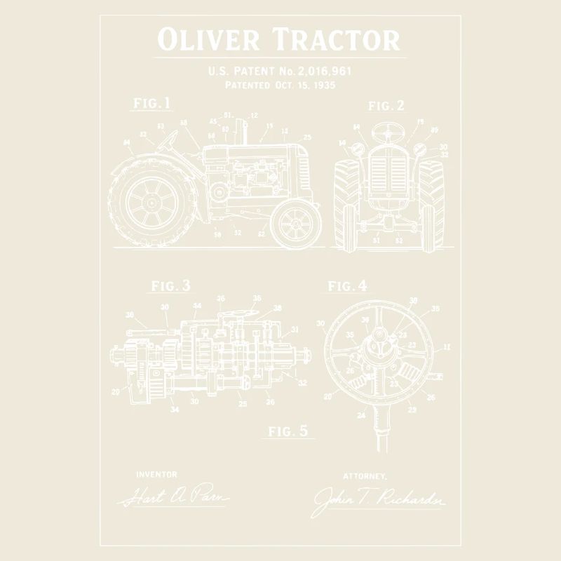 Oliver Tractor Blueprint Patent Artwork