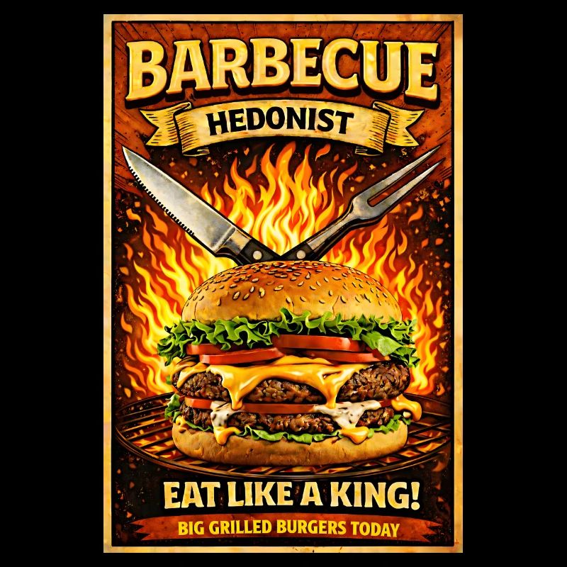 Barbecue Hedonist – Eat Like a King Burger Design