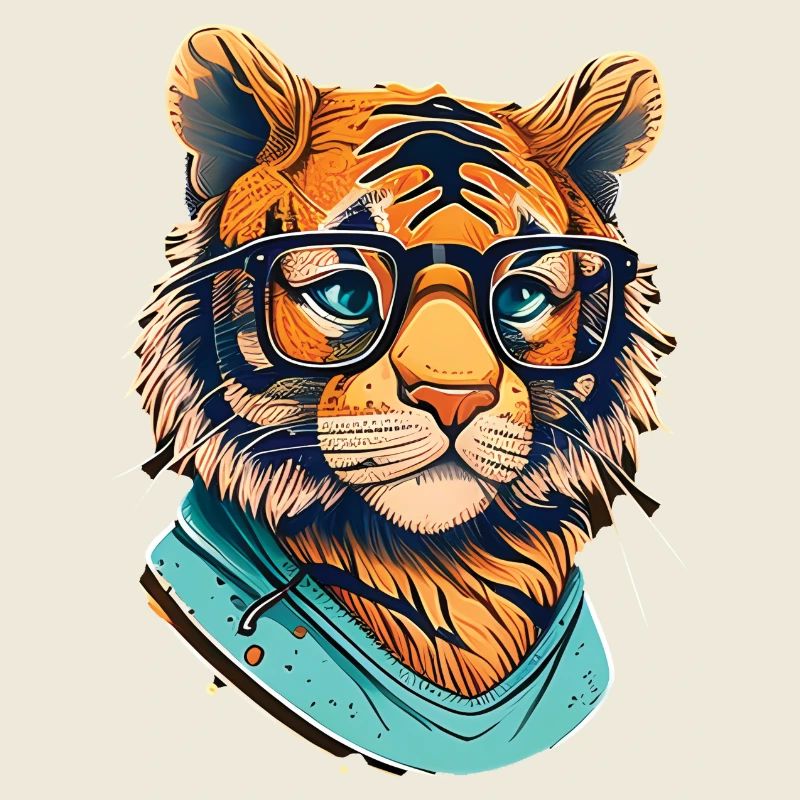 Tiger als Nerd mit Buch