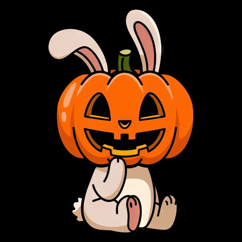Halloween Lapin Citrouille Octobre Mignon Dessin animé