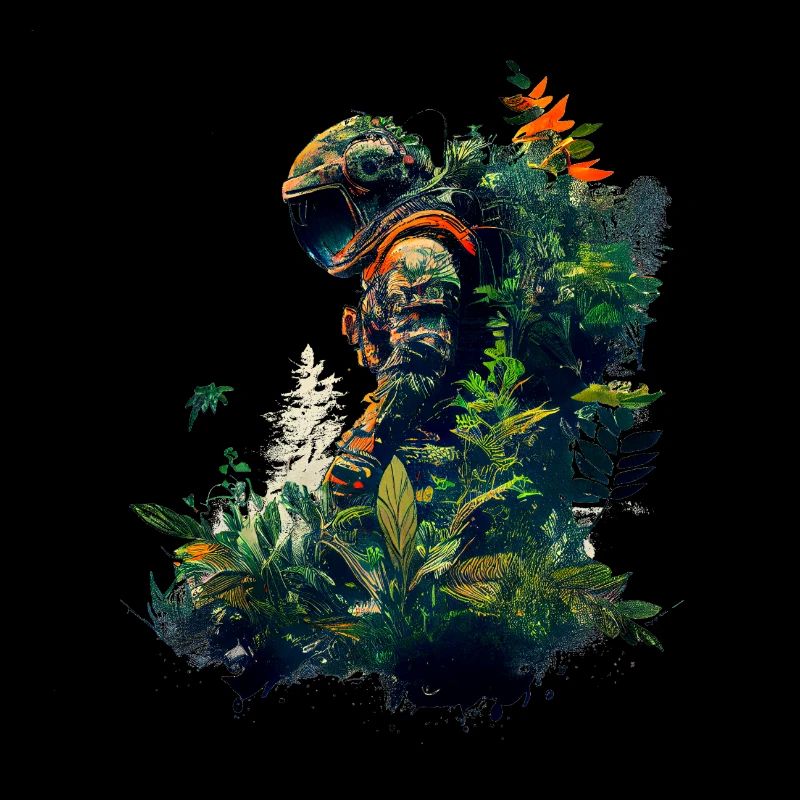Astronaut overgrown with plants - Surreal