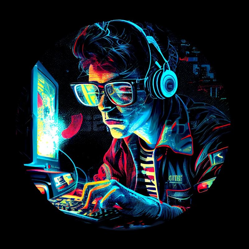 Futuristischer 80er Retro Trash PC Nerd