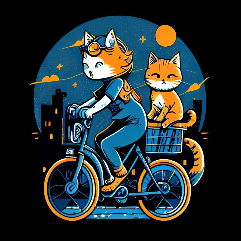 Cool Comic Cats Ride Bikes