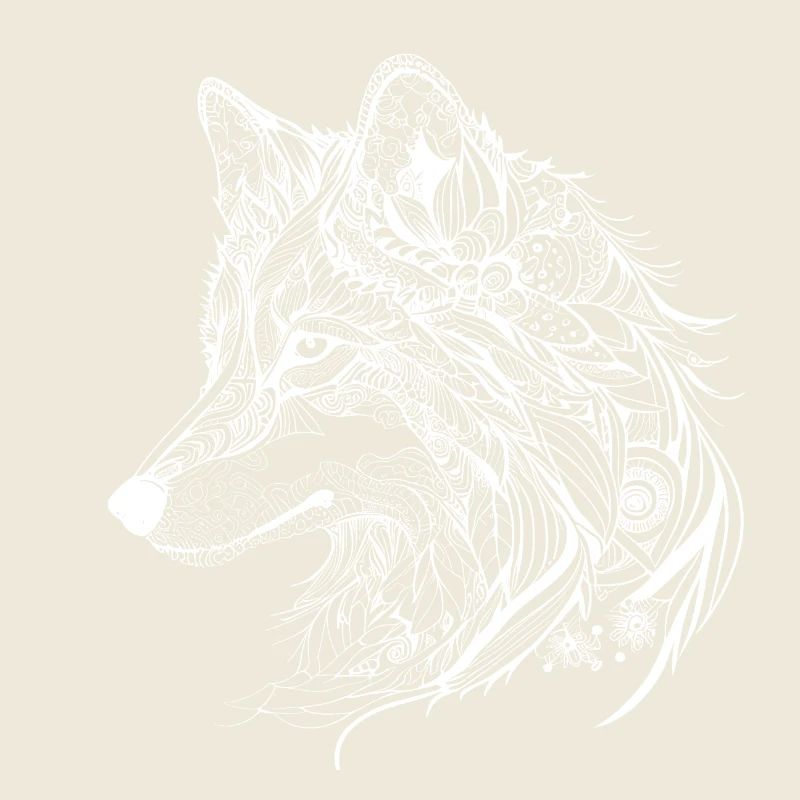 Mythischer Wolf mit Boho, Azteken Muster