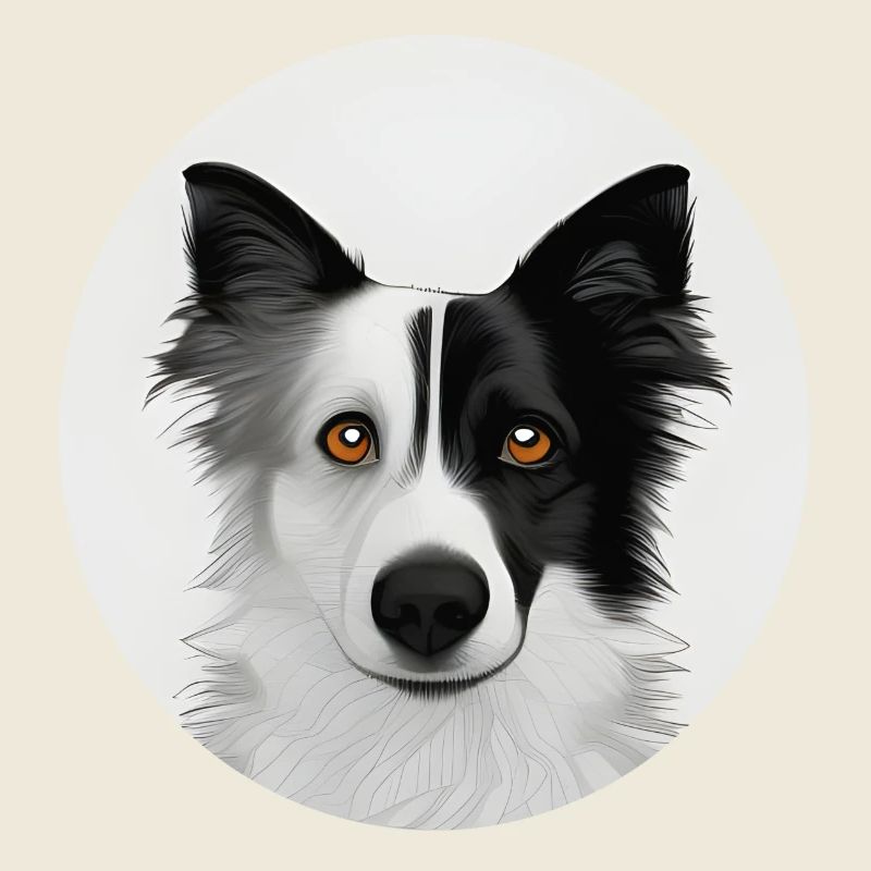 Border Collie black and white in a circle