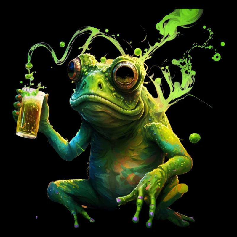 Lustiger Frosch genießt sein Bier
