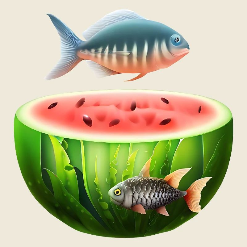 Aquarium de pastèques avec des poissons