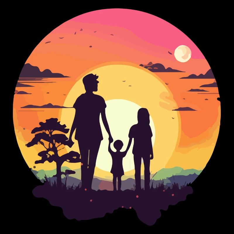 Maman et coucher de soleil