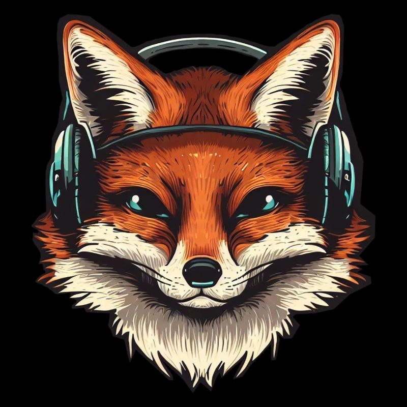 Fuchs mit Kopfhörern