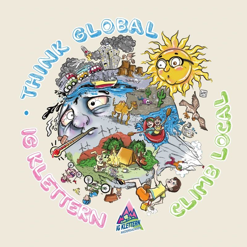 Think Global Climb Local Dark Background