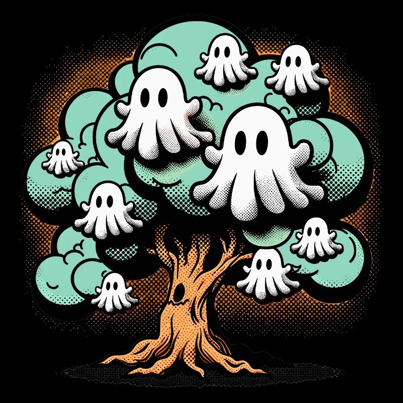 Retro Ghost Tree T-Shirt