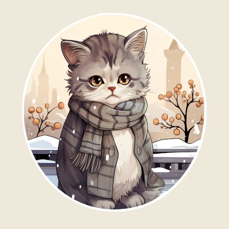 Chat de ville dans la neige