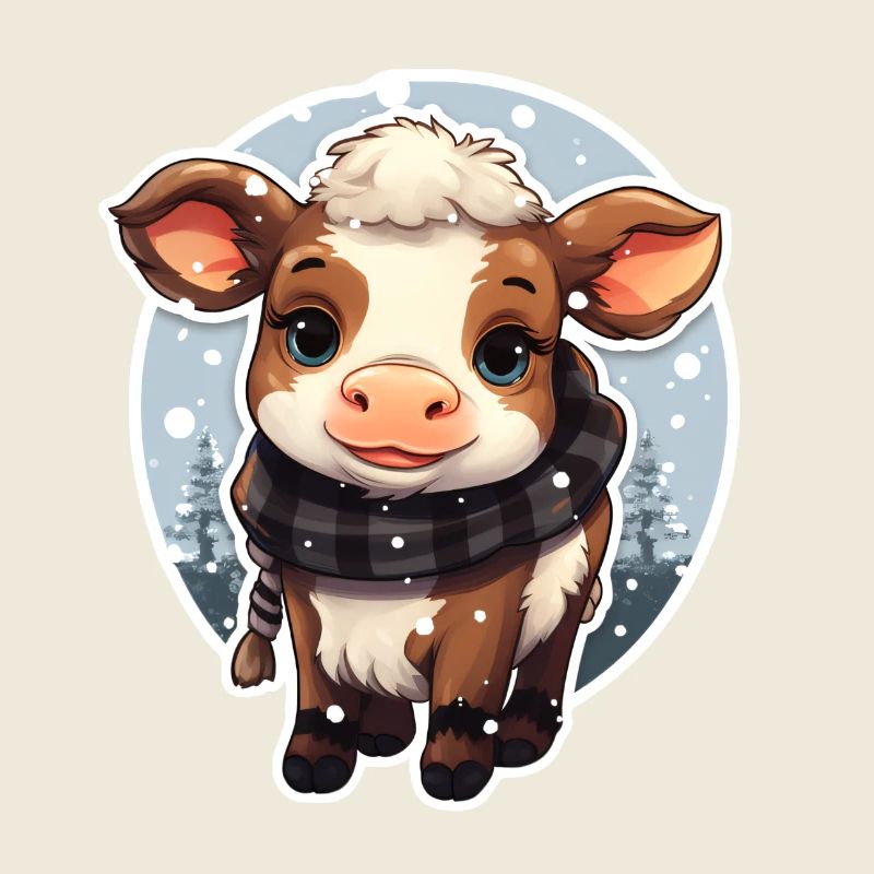 Kälbchen im Winter mit Schal