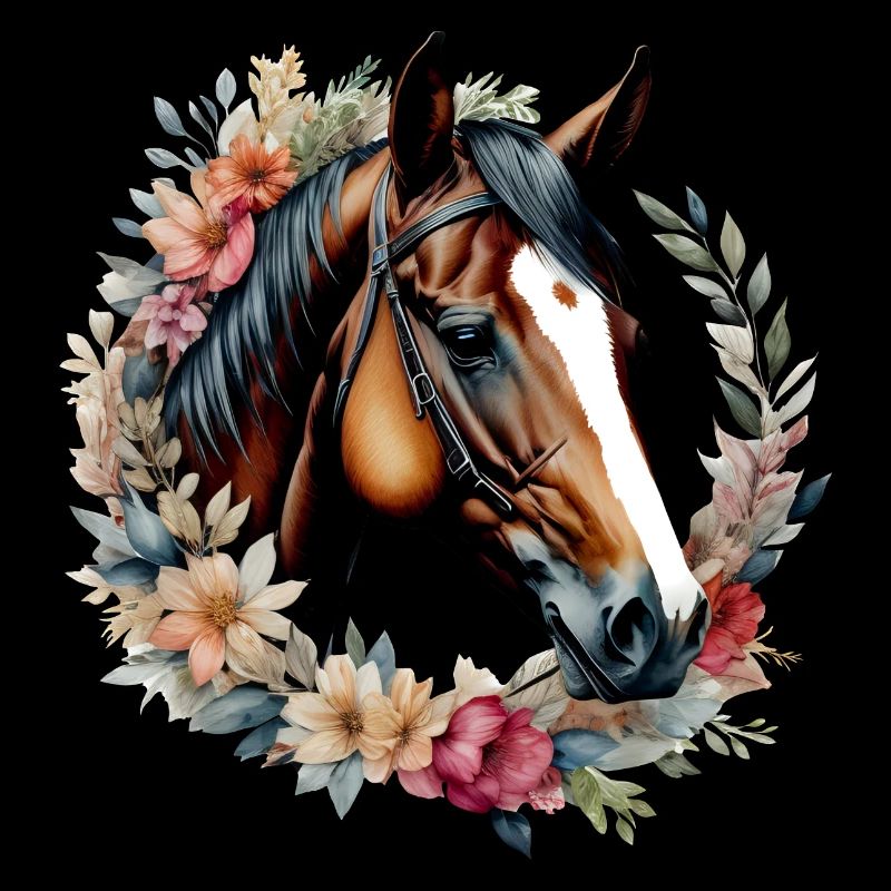 Amour cheval, cheval avec Couronne de fleurs