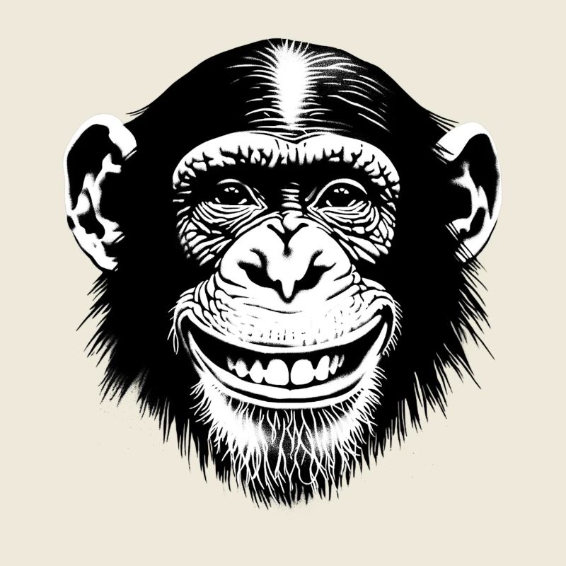 Laughing monkey chimpse rejoices