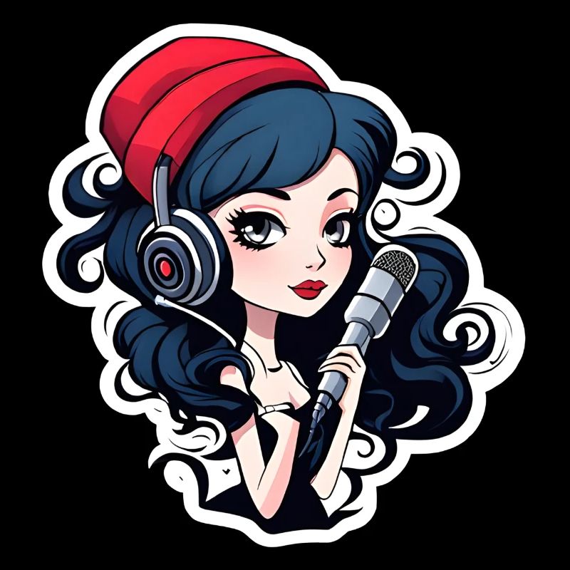 black headed gothic streamer with microphone