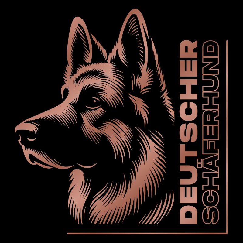 deutscher Schäferhund Zeichnung Kopf rosegold