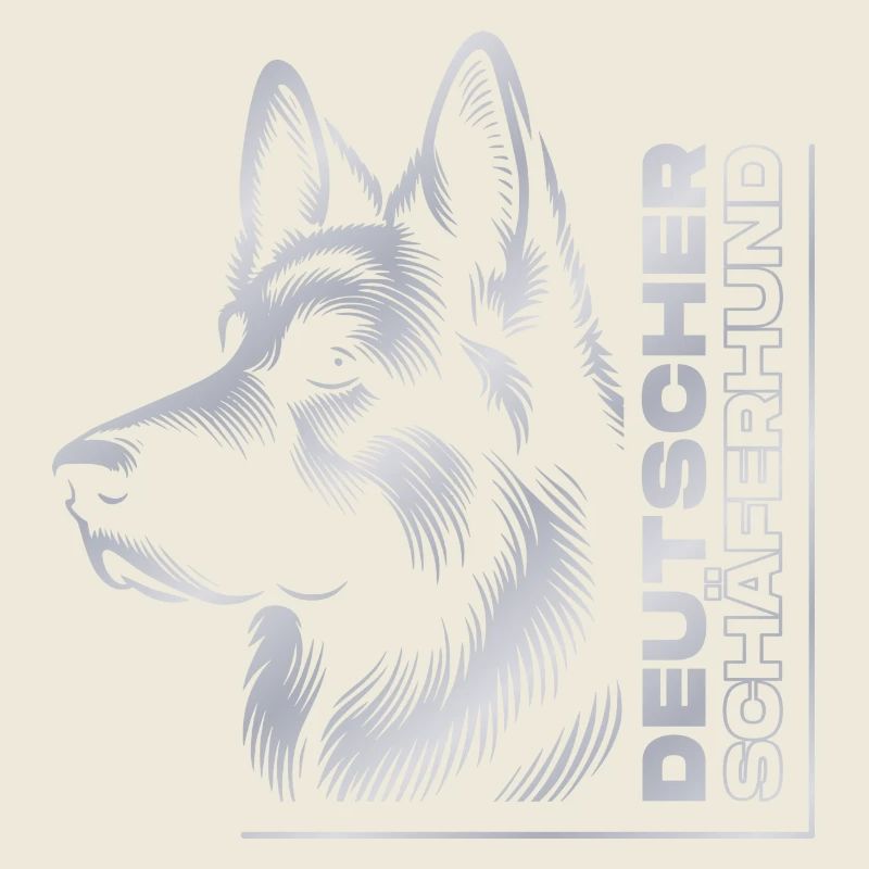 German Shepherd Drawing Head Silver