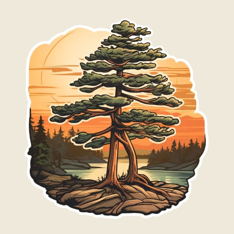 Pine tree at dusk